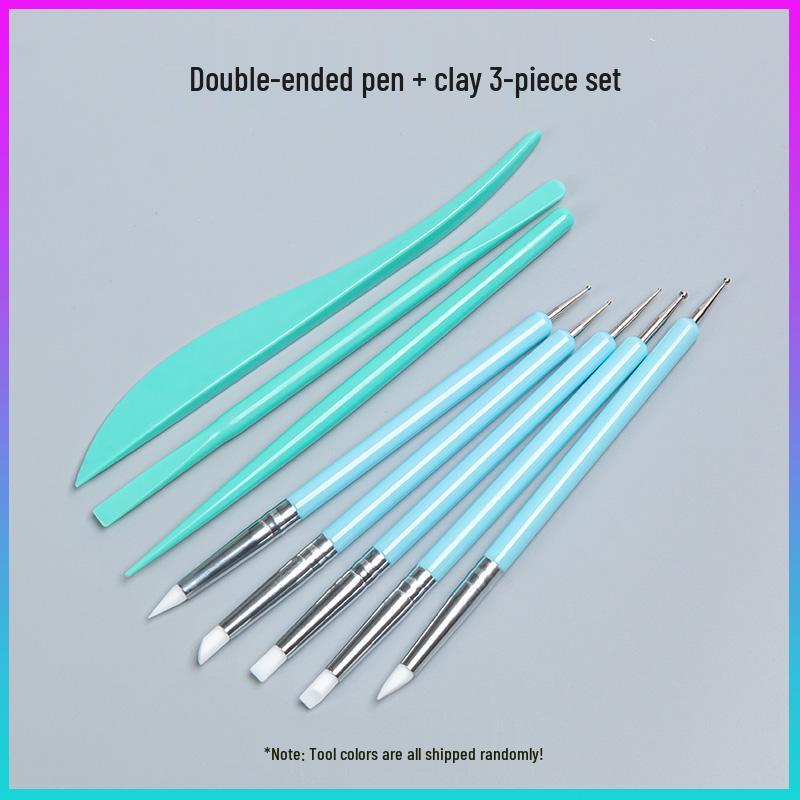 Silicone Double-Ended Dotting and Pressing Pen for Polymer Clay Sculpting