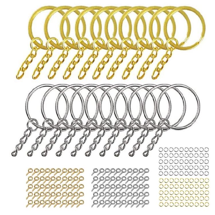 

Golden Silver Keychain Rings Set Screw Eye Pins for Resin DIY Craft Jewelry Make 1