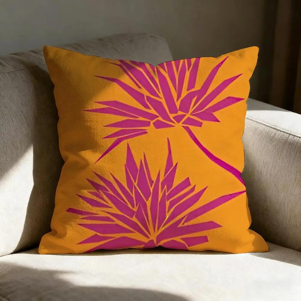 Colorful Flower Illustration Print Pillow Case Double Sided Printed Sofa Cushion Bedroom Headboard Pillow