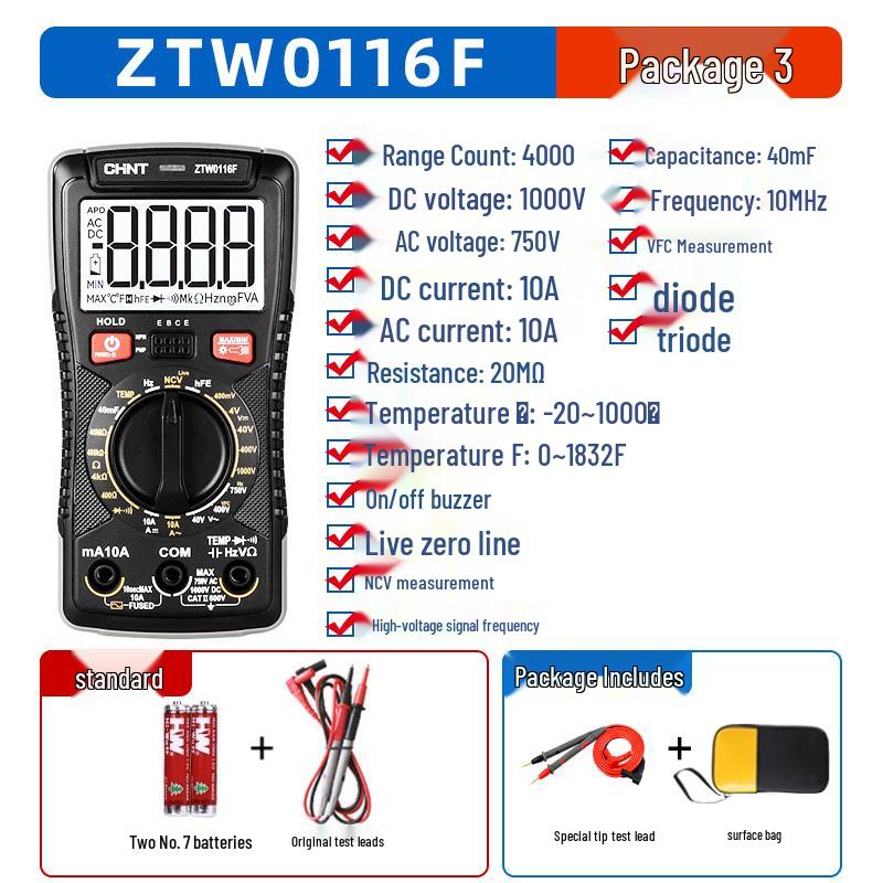 Chint High Precision Digital Multimeter: Anti-Burn, Portable, Multifunctional Tool for Electricians and Smart Watch Repair