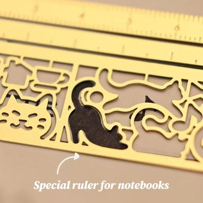1PC Regla de Gato Marcador de Libros Hueco de Metal Regla Multifuncional para Pintura Dibujo Diario Herramienta para Diario Personal Regalo Lindo