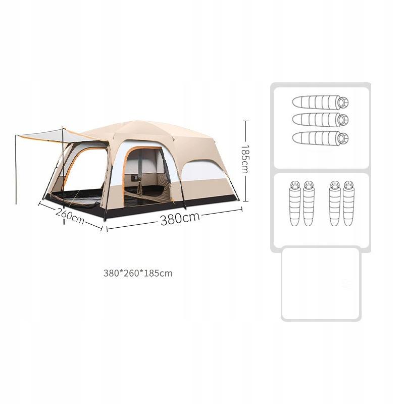 Family Camping Tent Waterproof 7 Person 380X260X200 Cm