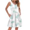 Women's Summer Fashion Casual V-neck Pleated Stitching Small Floral Print Sleeveless Vest Dress With Pockets