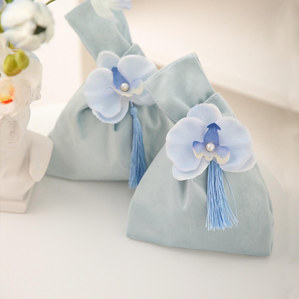 Velvet Flower Tassel Wrist Bag Temperament Festive Sugar Box  Cheongsam Accessories
