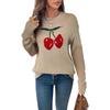 Hundred Percent Clothing - 2025 Sweet Style Loose Knit Sweater with Cherry Jacquard for Women
