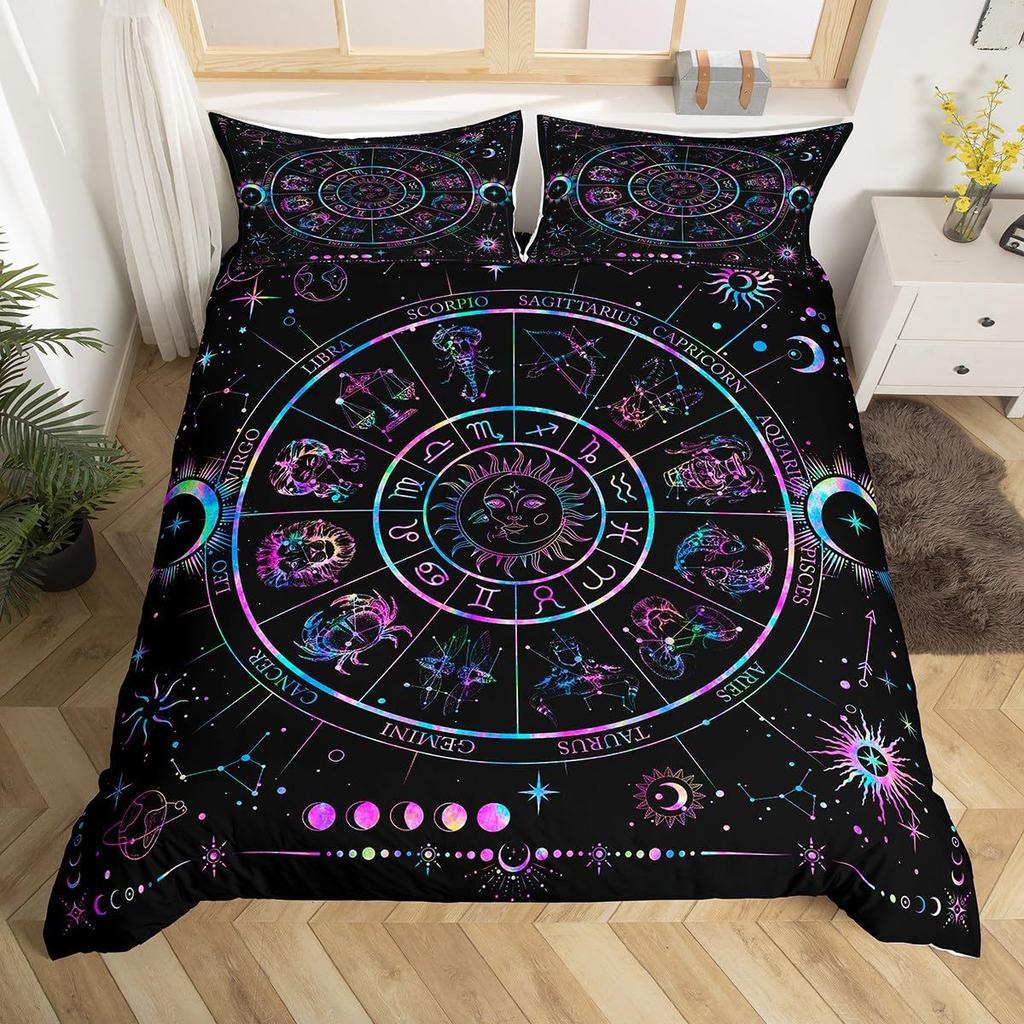 Gothic Starry Sky Kitten Three-Piece Quilt Cover 3D Digital Printing Bedding Set Bed Cover