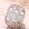 Huitan Trendy Hollow Band Wedding Rings for Women Silver Color/Gold Color New 2023 Engagement Party Female Rings Fashion