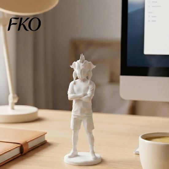 Home Office Decoration Funny 3D Printed Desktop Figurine, Novelty Figure with Chicken Simple Texture Decor Head, Collectible Tabletop Ornament