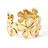 Golden Flower Pattern Retro Ring: Elegant, High-End Hand Jewelry for Women