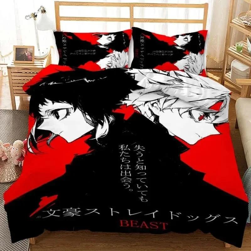 3D Kreslený Set Povlaku na Přikrývku Bungo Stray Dogs Příběhy Ztracených Ložní Sety Přikrývka Povlak na Přikrývku Povlak na Polštář Pro Domácí Textil