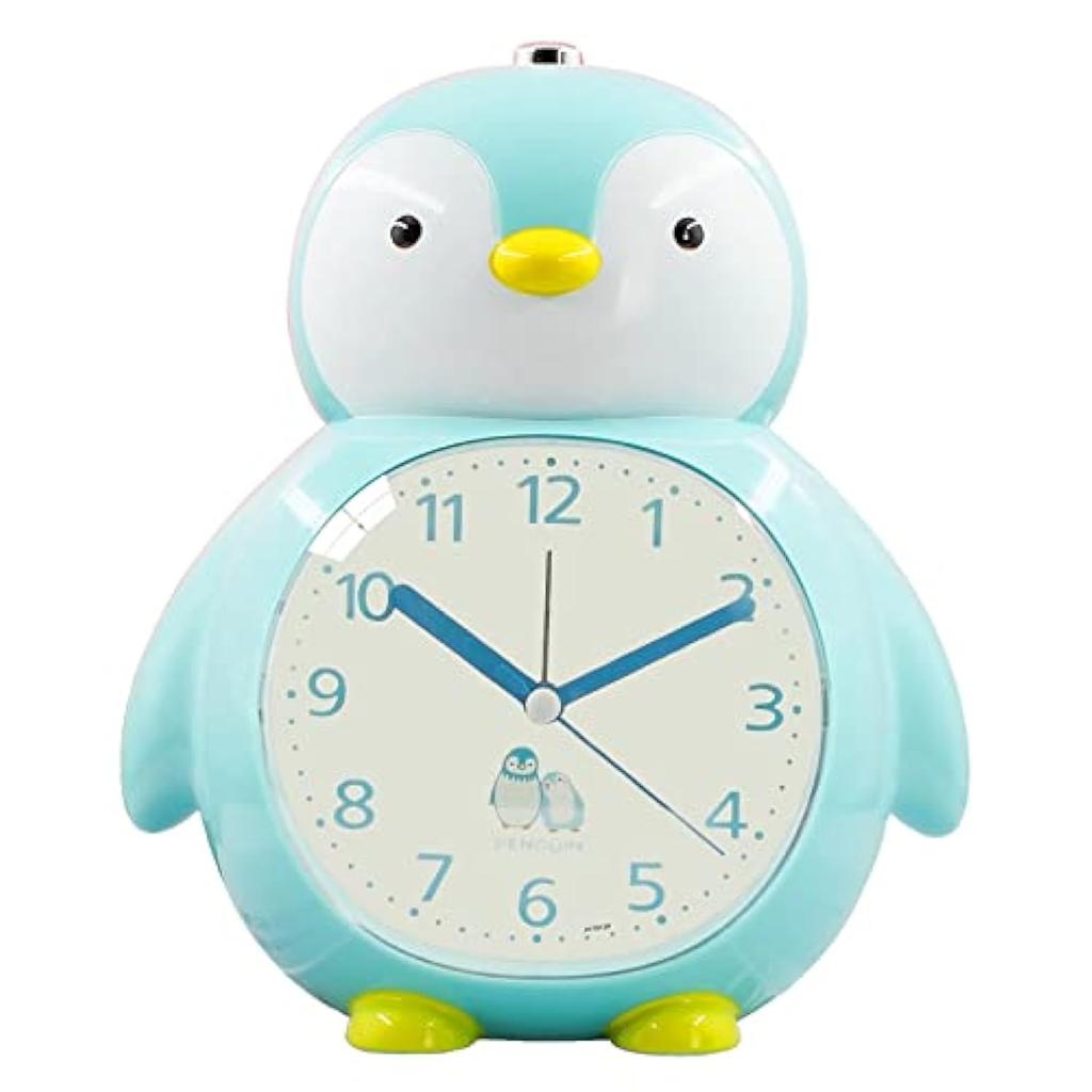 Будильник с изображением пингвина, детский будильник без тиканья, будильник из АБС-пластика с защитой от падений и ночником, для детской спальни
