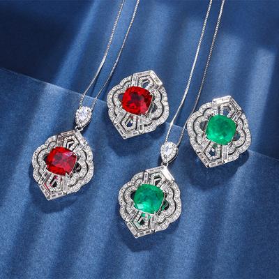 Schmuck Kupferboden Vergoldet Simulation Roter Korund Smaragd Retro Set Heldin Stein 12 * 12