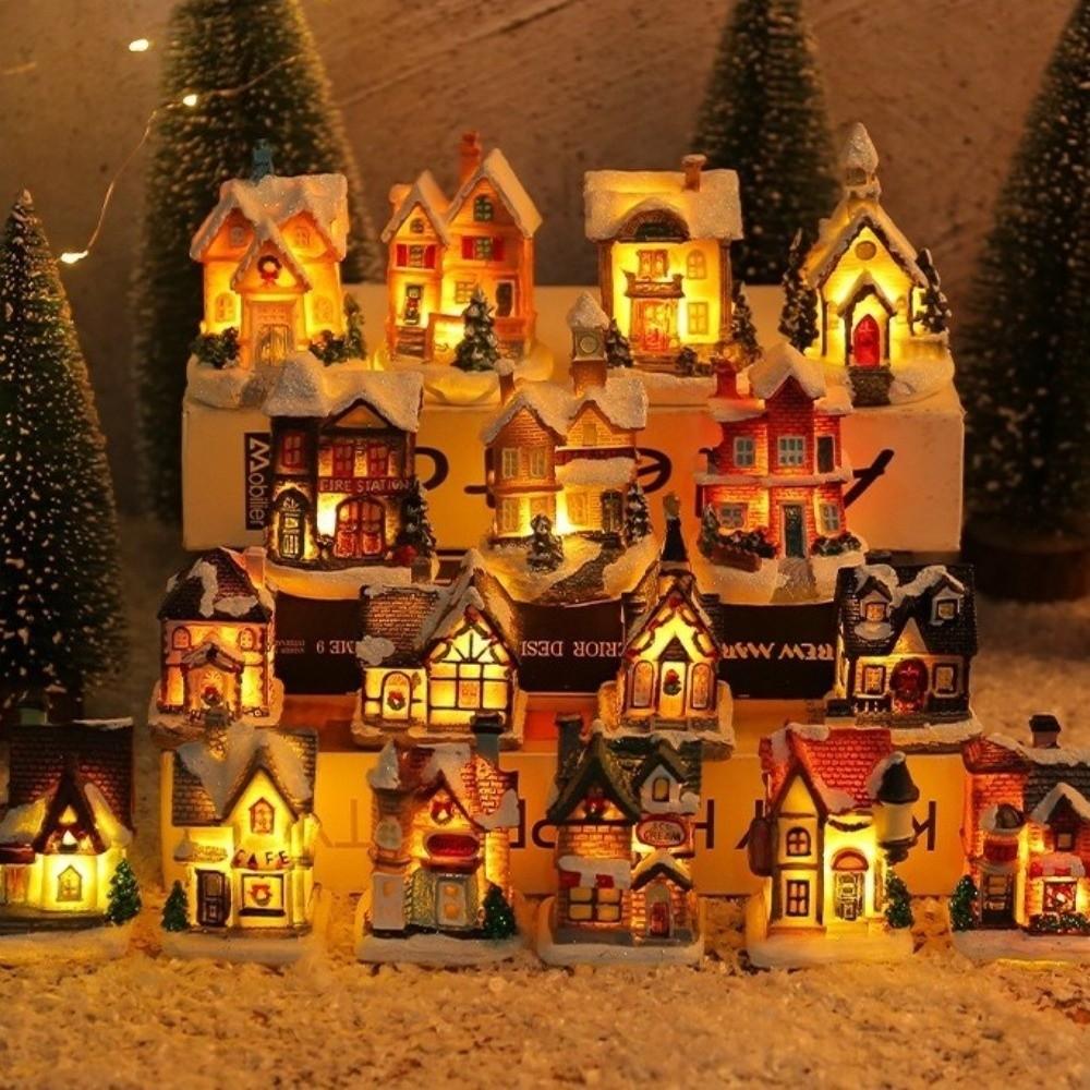 Christmas Micro Landscape Model Resin Miniature House Decor New House Ornament Festive Decor