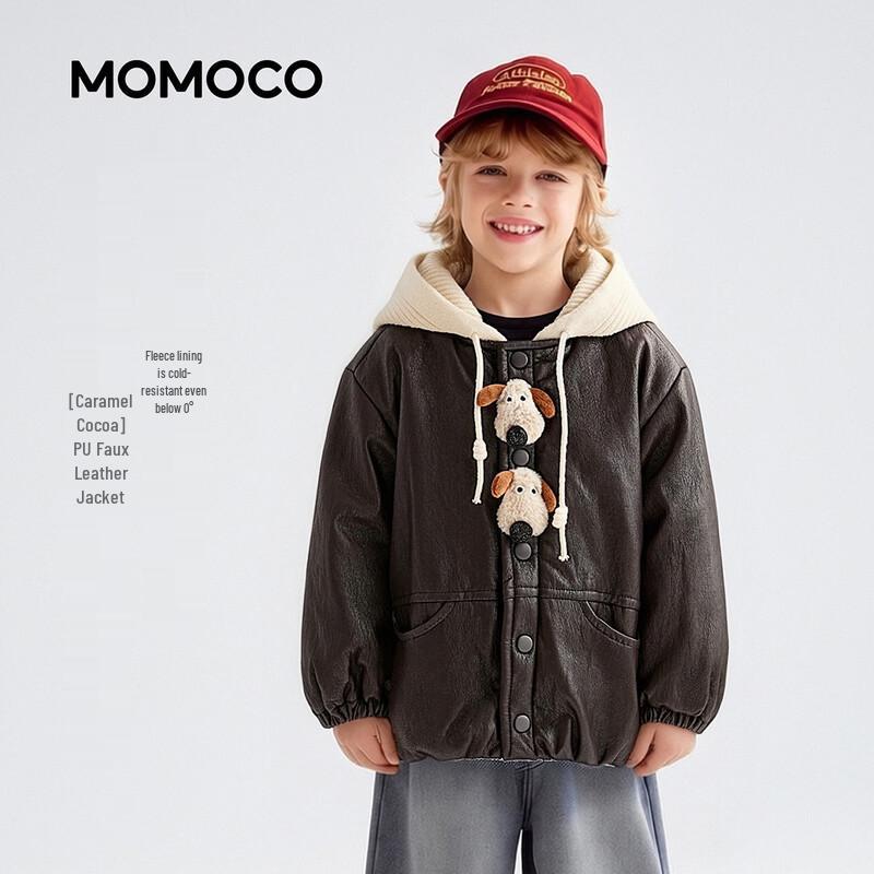 Парка с капюшоном из искусственной кожи на флисовой подкладке для мальчиков MOMOCO 120