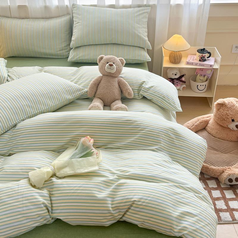 Small Fresh Cotton Four-piece Dormitory Pure Cotton Plaid Three-piece Bed Sheet