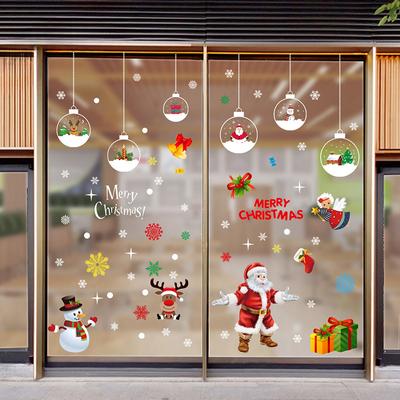 Vianočná dekorácia Okenné nálepky Santa Claus Vianočný stromček Vločka Nástenné nálepky Vianočné okenné nálepky DIY Steny Dvere Vianočná dekorácia