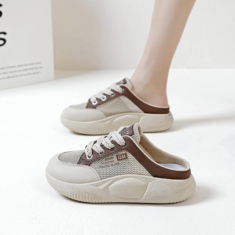

Fashion 2025 New Women Casual shoes suitable for leisurely walking and sports. convenient slip-on shoes with breathable mesh 35 хаки
