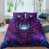Bohemian Lotus 3pcs Bed Set Duvet Cover Set Mandala Flower Quilt Cover Adult Black Polyester Bedding Set Queen King Twin Te