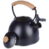 Black Steel Kettle with Whistle for Boiling Water on the Stove
