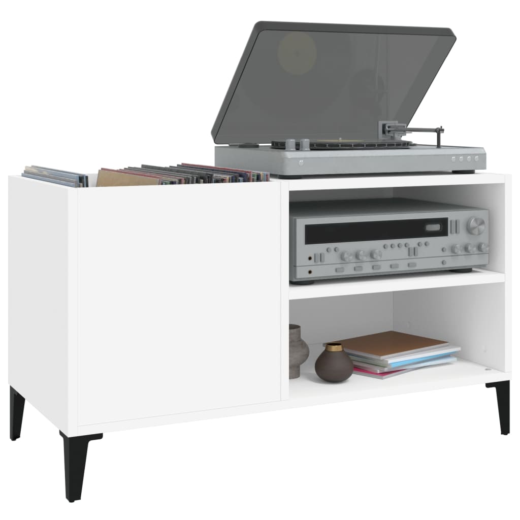 CD-/Schallplattenhalter mit zwei offenen Einlegeböden, dreieckiger Boden, multifunktionaler Aufbewahrungsschrank, 84,5 x 38 x 48 cm