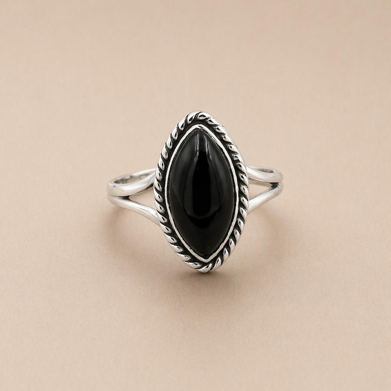 

Black Onyx Marquise Ring, 925 Sterling Silver Gemstone Ring, Boho Statement Ring, Minimalist Handmade Jewelry 4 серебряный