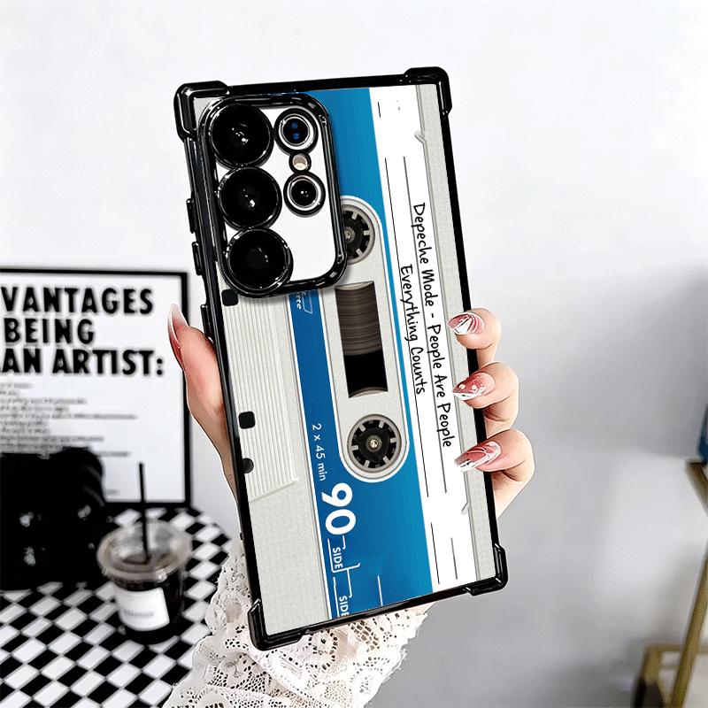 Vintage 90S Cassette Tape Pattern Soft Phone Case For Samsung Galaxy S26 Ultra S25 Edge S24 FE S23 Plus S22 S21 + S20 Plating An