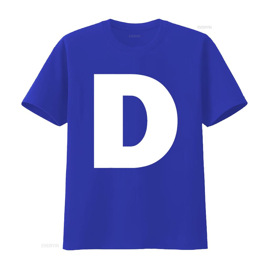 Letter D Capital Alphabet Monogram Initial T Shirt Vintage Washed Stylish Casual Soft Streetwear Slightly Breathable