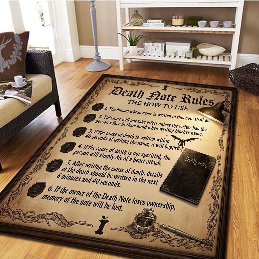 Death Note Carpet for Living Room Bedroom, Home Decor Movie Mat Cool Play Floor Mat -HE19