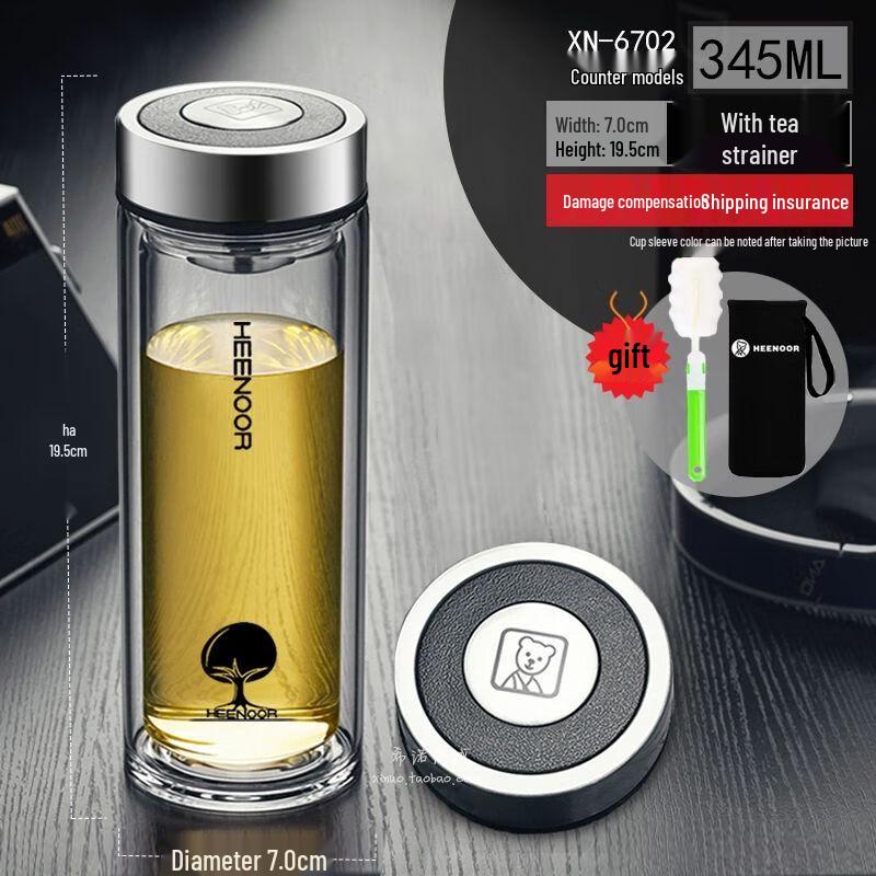 Xinuo Double-Wall Insulated Borosilicate Glass Mug