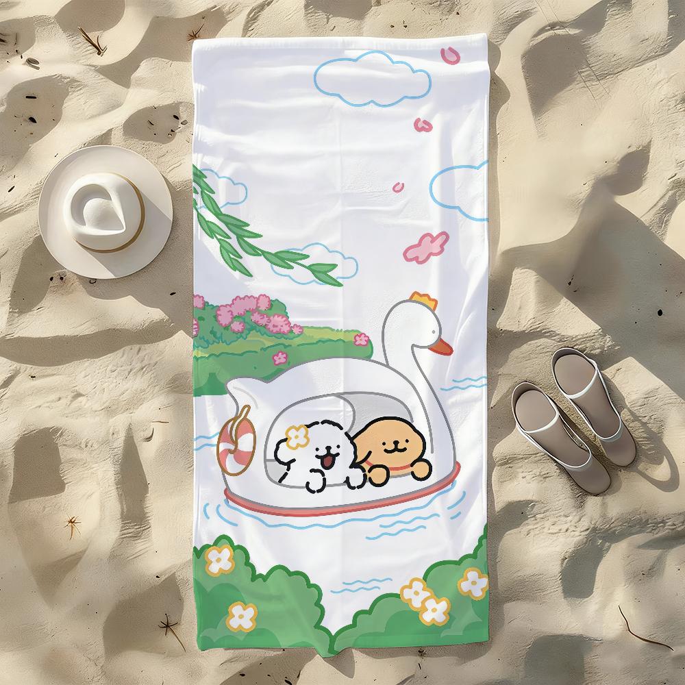 Cartoon Line Dog Maltese Outline Puppy Towel For Swim Yoga Gym Quick Drying Soft and skin-friendly Beach Towels All-Season