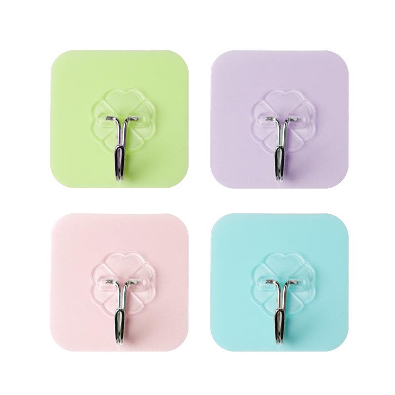 Punch-Free Transparent Adhesive Hook for Kitchen Wall Mounting