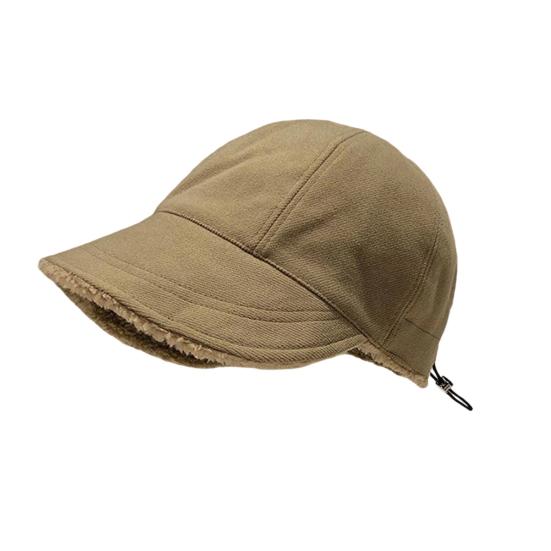 

Baseball Hat Solid Color Velvet Lining Adjustable Women Hat Ear Protection Design Outdoor Winter Hat