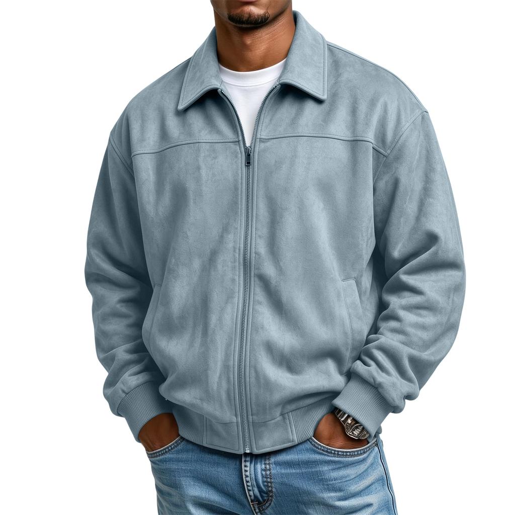 Men's Casual Baseball Jacket, Long Sleeve Zip Up Collared Sweatshirt with Pockets, Athletic Outerwear