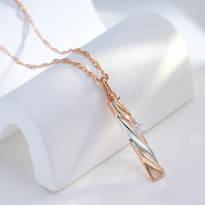 Fashion Geometric Hollow Zircon Pendant Necklace  Rose Gold And  Dichroic Plating Wedding Daily Fine Jewelry Gift