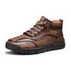 Men's High-top Casual Sneakers Handmade Leather Shoes Plus Size 39-48 Spring & Autumn