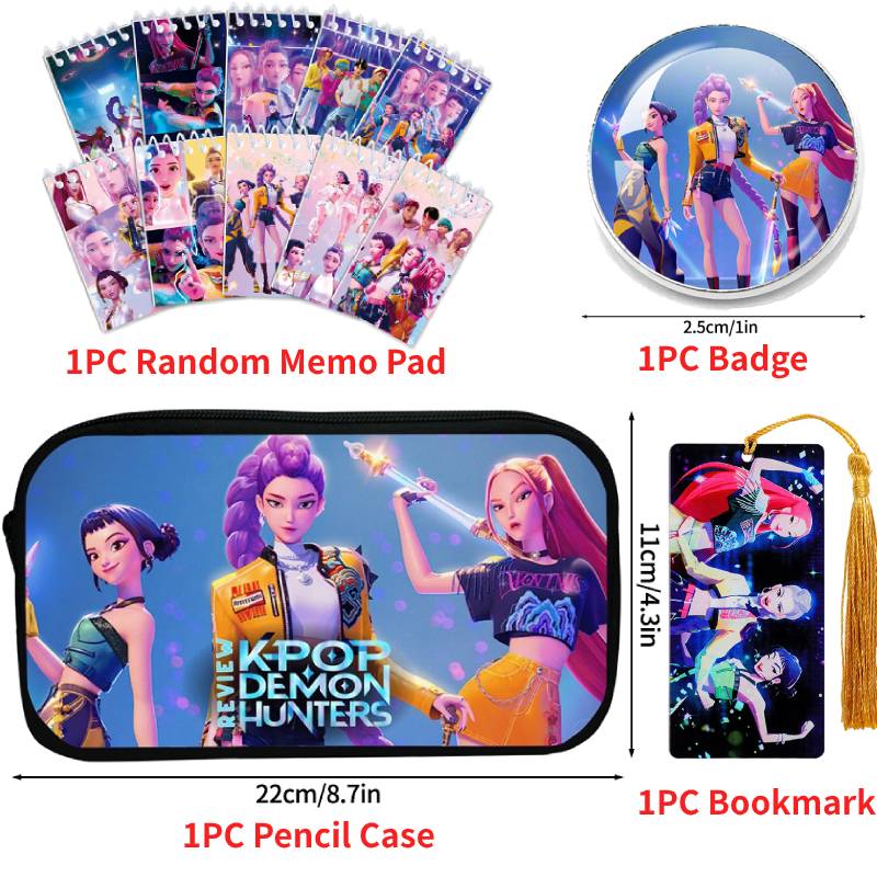 Kpop DHunter Student Pencil Case Large Multi-layer Pen Bag Case For Girl School Pen Bag Cartoon Demon Pencil Box Pen Holder Case