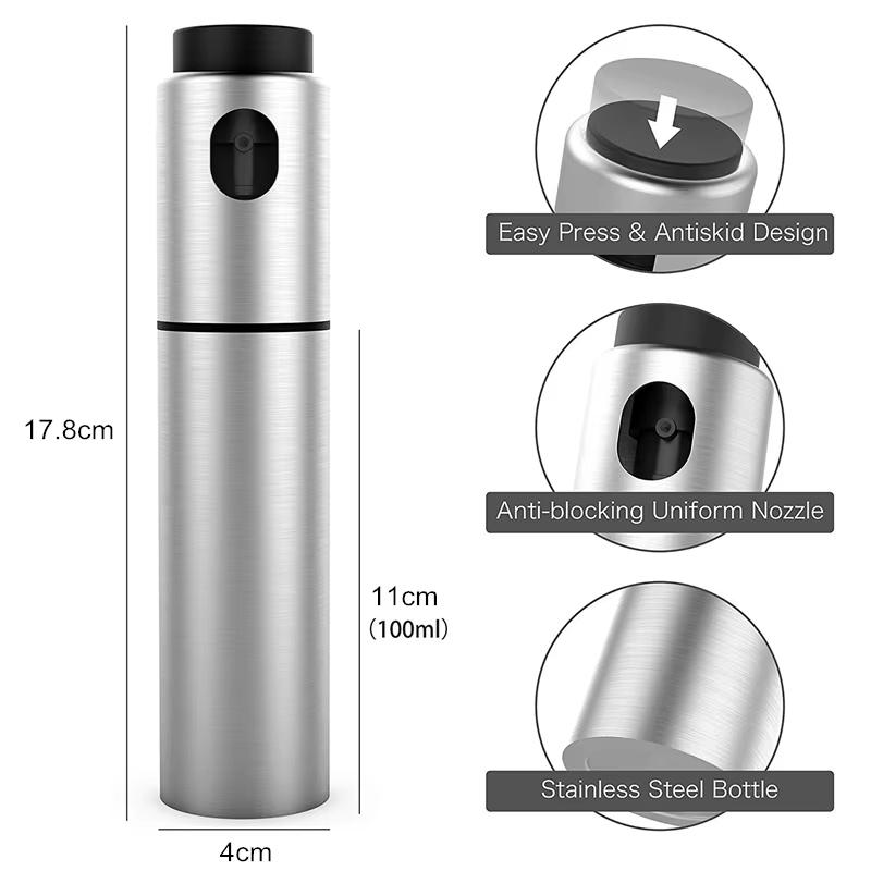 100ML Olive Oil Spray Bottle for Cooking Stainless Steel Refillable Oil Spray Bottle Vinegar Bottle Kitchen Olive Oil Jar