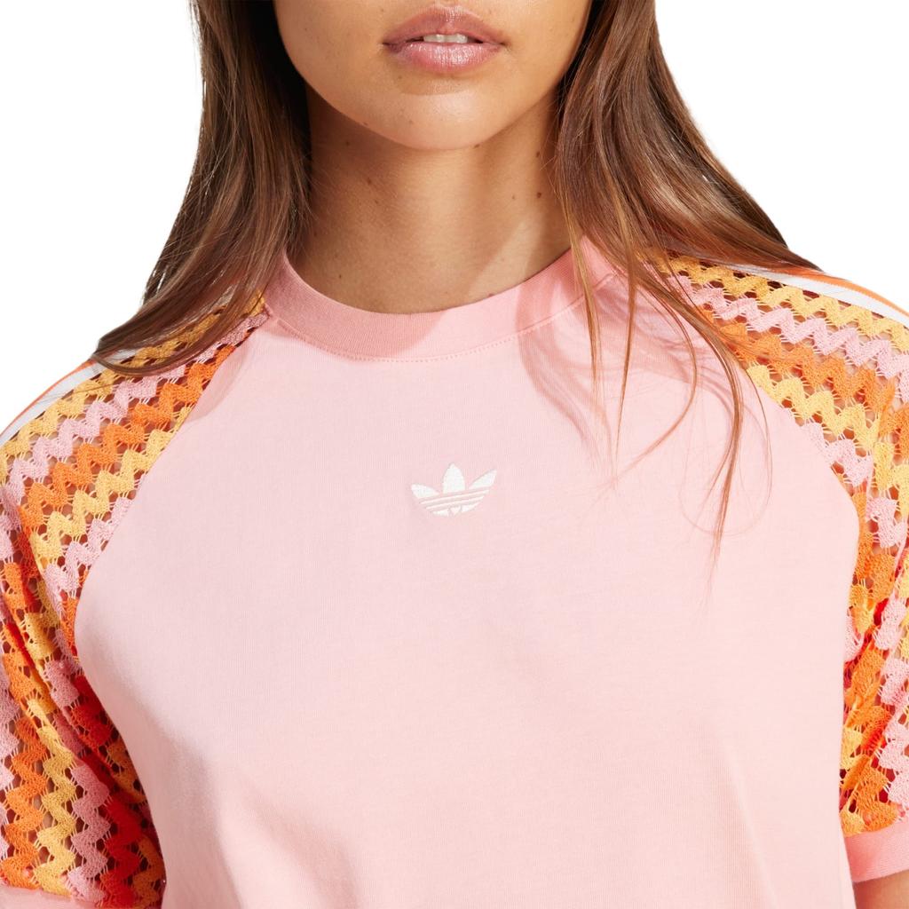 adidas T-shirt Girocollo Manica Corta con Logo Originals Donna Top Rosa KC0769