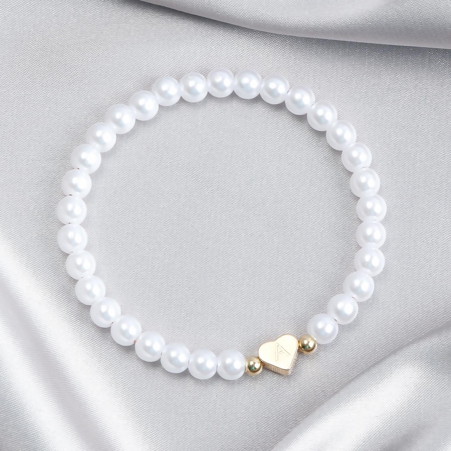 Fashion imitation pearl alloy letter love bracelet bracelet, hot-selling love gold letter peach heart jewelry