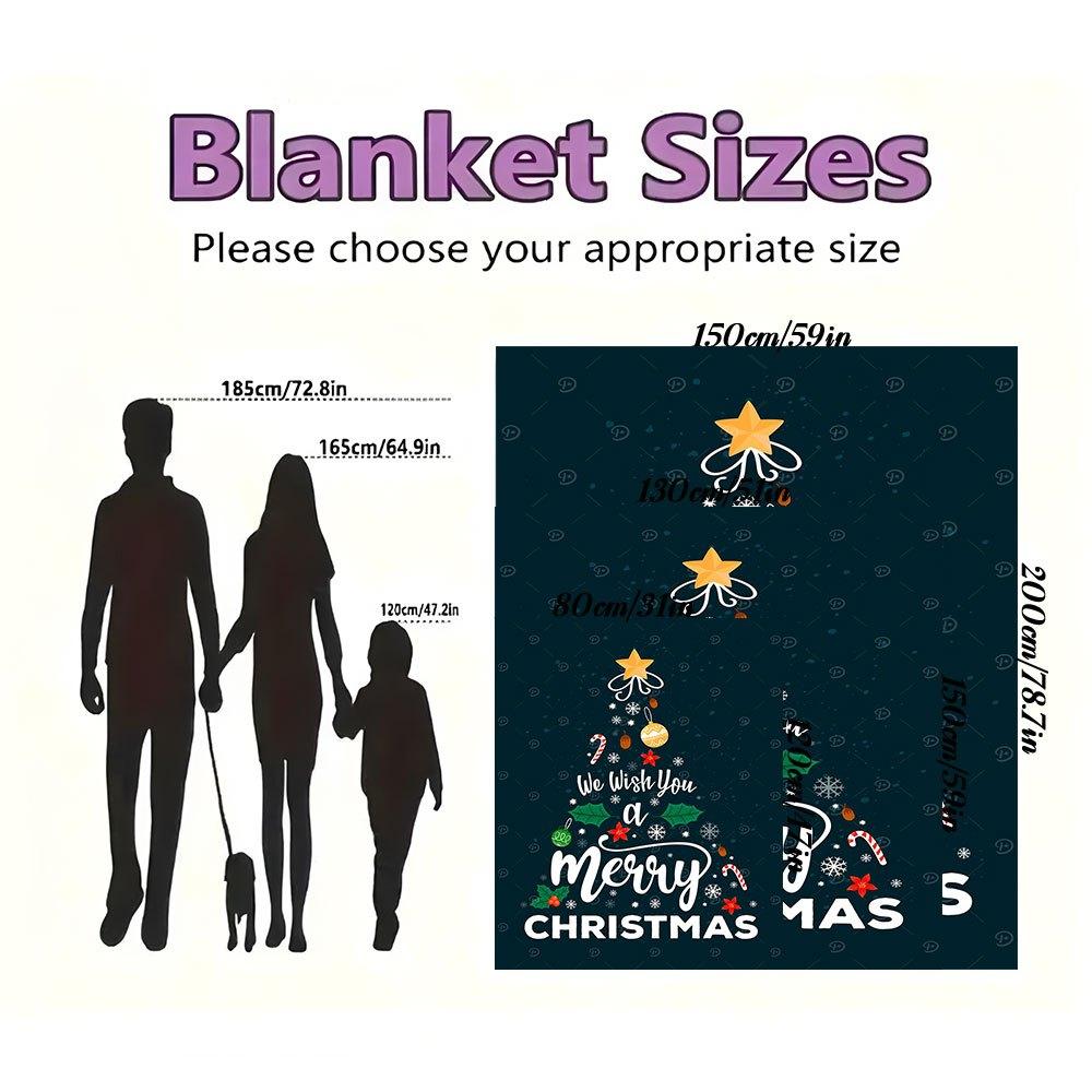 We Wish You A Merry Christmas Card TemplateBlanket Flannel Throw Blanket for Sofa, Bed, Travel, Camping, Office