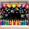 Colorful Crayon Pattern First Day Of School Backdrop-Polyester Banner For Classroom & Graduation Party Decor, Indoor/Outdoor Use