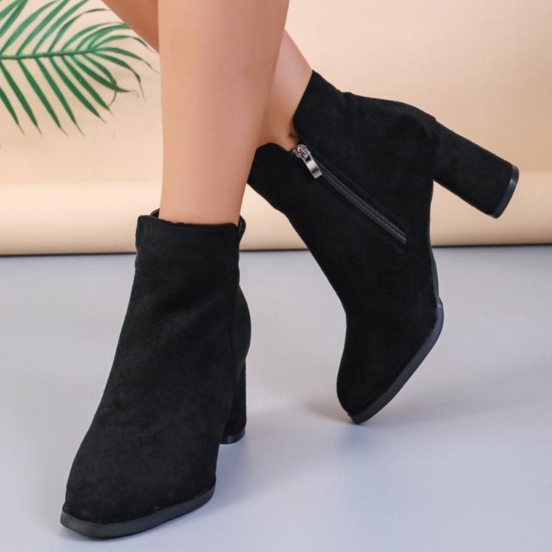 High Heels Suede Woman Ankle Short Boots Chunky Fashion Heeled Shoes New Pumps Winter Goth Designer Woman Chelsea Botas