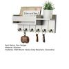 Wooden Home Key Holder with 6 Hooks Open Shelf Rustic Wall Mount Key Organizer Multi-purpose Home Office Entryway Decorative Key Hanger