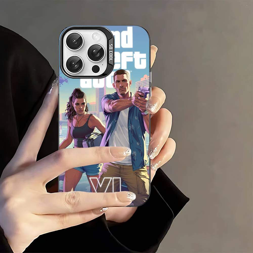 

D-Decor T-Theft A-Auto G-GTA Відеогра Чохол для телефону Для IPhone 17 16 15 14 11 12 13 Pro Max Plus Pro Кольоровий Сріблястий Чохол iPhone 17