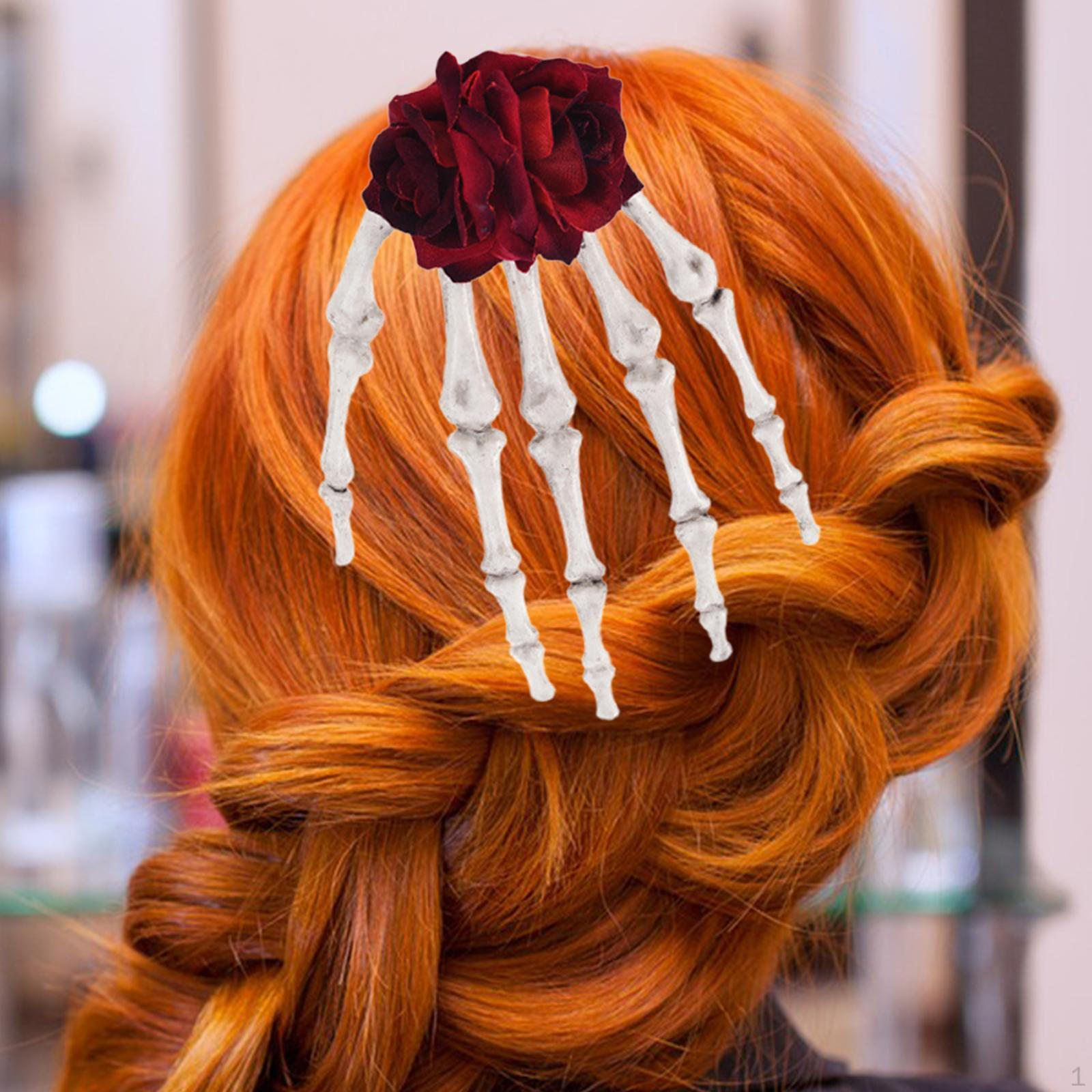 

Заколка для волос в виде скелета, зажимы для волос из кожи аллигатора, головной убор, цветок, булавка для фестиваля красный