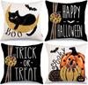 Halloween Trick or Treat Throw Pillow Covers Set of 4 Black Cat Boo Pumpkins Spooky Farmhouse Cushion Cases Home Decor