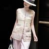 Lanse'er Women's Mulberry Silk Embroidered Jacquard Vest