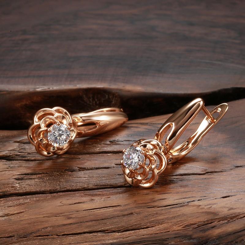 Fashion rose earrings women's zircon stud earrings wind ear buckle ear jewelry