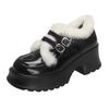 Britischer Stil Plateau Samt Schneestiefel 2025 neu gutaussehend Samt vielseitig und bequem Französische Retro Damen Baumwollschuhe