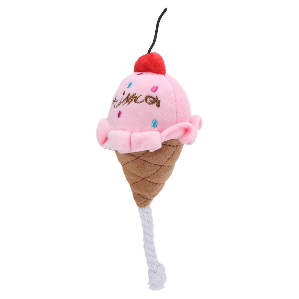 Pet Ice Cream Plush Toys Soft Stuffed Plush Toys Squeaky Chewing Toy for PuppiesPink